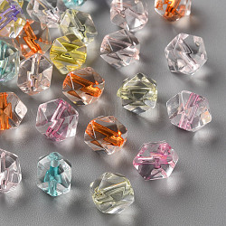 Perles en acrylique transparente, facette, polygone, couleur mixte, 8x10x9mm, Trou: 1.6mm, environ 1300 pcs/500 g