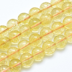 Natural Citrine Beads Strands, Grade A, Round, Dyed & Heated, 10mm, Hole: 1mm, about 41pcs/strand, 15.7 inch(40cm)