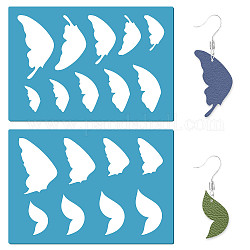 Modello di lavoro manuale orecchino acrilico, stencil per tagliare la pelle delle carte, cielo blu profondo, farfalla, 130x90x2mm, 2 pc / set