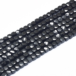 Naturale nero perline spinello fili, sfaccettato, cubo, 3~4x3~4x3~4mm, Foro: 0.6 mm, circa 98~108 pcs/filo, 15.55 pollice (39.5 cm)