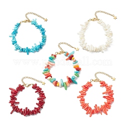Dyed Synthetic Coral Nugget Beaded Bracelet for Women, Mixed Color, 7-3/8 inch(18.6cm)