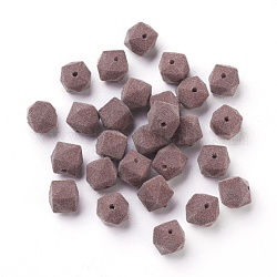 Perles acryliques flocky, facette, cube, brun rosé, 12~13mm, Trou: 2mm
