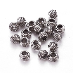 304 Edelstahlfeder Perlen, Rondell, Edelstahl Farbe, 7x5.5 mm, Bohrung: 3.5 mm