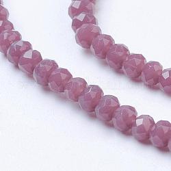 Imitation Jade Glass Beads Strands, Faceted, Rondelle, Rosy Brown, 3x2mm, Hole: 0.5mm, about 160~165pcs/strand, 15.35 inch~15.75 inch(39~40cm)