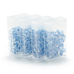 Cuentas largas de magatama miyuki, Abalorios de la semilla japonés, (lma1529) cristal forrado azul cielo brillante, 7x4mm, agujero: 1 mm, aproximamente 80 unidades / caja, peso neto: 10g / caja