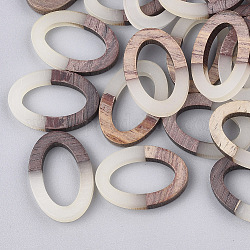 Anillos de unión de resina y madera de nogal, oval, whitesmoke, 28.5x19.5x3~4mm