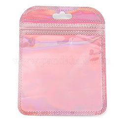 Bolsas con cierre zip yinyang de embalaje láser de plástico, bolsas superiores autoselladas, Rectángulo, rosa, 12x9.5x0.15 cm, espesor unilateral: 2.5 mil (0.065 mm)