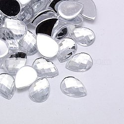 Cabuchones de diamante de imitación de acrílico de Taiwan imitación, espalda plana, lágrima facetada, Claro, 18x13x4mm, aproximamente 500 unidades / bolsa