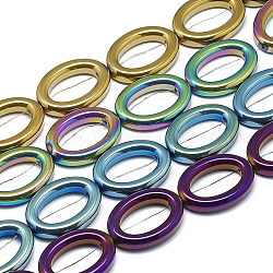 Fili di perline con montatura di perline sintetiche non magnetiche, anello ovale, colore misto, 25x18x5mm, Foro: 1 mm, misura interiore: 10x17 mm, circa 16pcs/filo, 15.7 pollice
