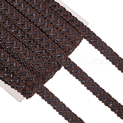 イミテーションレザー編みレースリボン  カーブレーステープ  服飾材料  家の装飾のためのDIYソーイングクラフト  ココナッツブラウン  1/2インチ（13mm）  約15ヤード/カード