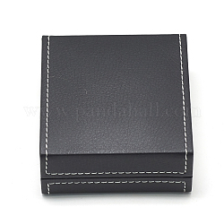 Cajas de pulsera de imitación de plasti, con terciopelo, Rectángulo, negro, 9.6x8.7x3.8 cm