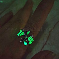 Люминесцентное кольцо-манжета с эмалевым драконом, массивное широкое кольцо из сплава, светящееся в темноте, для женщин, средний весенний зеленый, внутренний диаметр: 20 мм