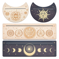 Gorgecraft 4 pezzi supporto per carta dei tarocchi in legno luna sole modello chakra carta dei tarocchi supporto per altare nero rettangolo a forma di luna supporto per display per carte dei tarocchi per streghe divinazione forniture cerimoniali