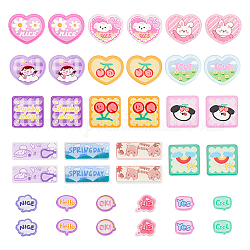 CHGCRAFT 38Pcs 19 Style Transparent Printed Acrylic Cabochons, with Glitter Powder, Mixed Shapes, Mixed Color, 15.5~50x20~50x1.5~2.5mm, 2pcs/style 