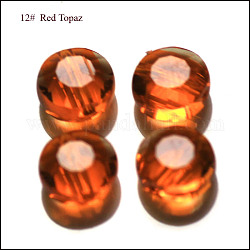 Perles d'imitation cristal autrichien, grade AAA, facette, plat rond, orange foncé, 8x4mm, Trou: 0.9~1mm