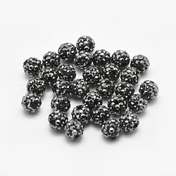 Perles de strass en pâte polymère manuelles, ronde, hématite, 6mm, Trou: 0.8mm