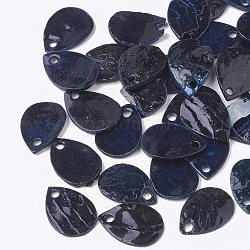 Spray Painted Natural Akoya Shell Charms, Mother of Pearl Shell Pendants, teardrop, Midnight Blue, 9~10x12~13x1mm, Hole: 1mm