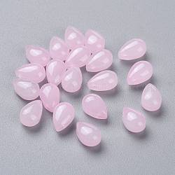 Imitazione perle di vetro giada, lacrima, roso, 9x6x5mm, Foro: 1 mm