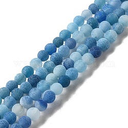 Fili di perline agata crepato naturale, tinto, tondo, grado a, blu fiordaliso, 4mm, Foro: 0.8 mm, circa 93pcs/filo, 15 pollice