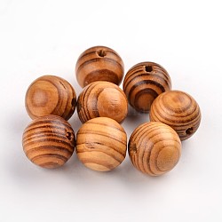 Perles rondes en bois naturel, perles macramé grand trou, teinte, sans plomb, burlywood, 25x24mm, Trou: 4.5~6mm