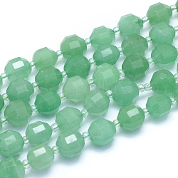 Chapelets de perles en aventurine vert naturel, facette, ronde, 10x9x9mm, Trou: 1mm, Environ 31 pcs/chapelet, 14.96 pouce (38 cm)