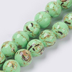 Muschel und synthetische türkisfarbene Perlenstränge, Runde, hellgrün, 4 mm, Bohrung: 0.8 mm, ca. 92 Stk. / Strang, 15.5 Zoll (39.5 cm)