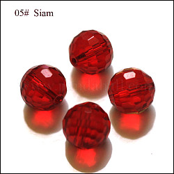 Perles d'imitation cristal autrichien, grade AAA, facetté (96 facettes), ronde, rouge foncé, 8mm, Trou: 0.9~1mm
