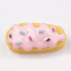 Resin Cabochons, Bread, Pearl Pink, 22x11x10mm