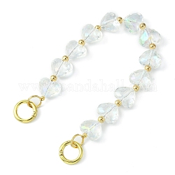 Acrylic & CCB Plastic Beaded Bag Straps, with Alloy Spring Gate Rings, for Bag, Phone Decoration, Heart, 30.2cm