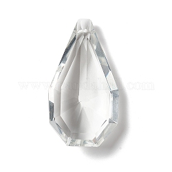 Transparent Glass Big Pendants, for Chandelier Crystal Hanging Pendants, Faceted, Teardrop, Clear, 62.5x34x17.5mm, Hole: 1.8mm