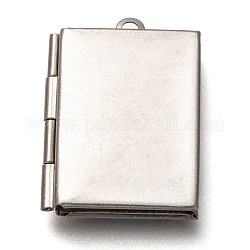 316 Stainless Steel Locket Pendants, Photo Frame Charms for Necklaces, Rectangle, Stainless Steel Color, 26x19x5mm, Hole: 1.8mm, Inner Diameter: 15x10mm