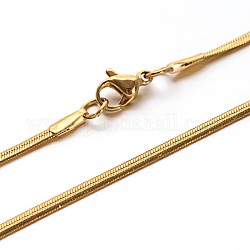 304 Edelstahl Schlangenketten Halsketten, mit Karabiner, echtes 18k vergoldet, 17.7 Zoll (45 cm), 2.2x1 mm
