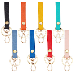 Ahadermaker 8pcs 8 couleurs porte-clés en cuir pu, avec fermoirs pivotants en alliage et porte-clés, couleur mixte, 12.1x1.25 cm, 1 pc / couleur
