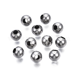 Perles rondes en 304 acier inoxydable, pour la fabrication de bijoux artisanaux, couleur inoxydable, 8x7mm, Trou: 3mm