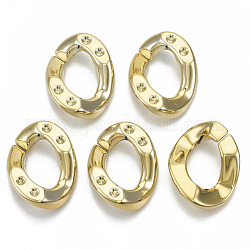 Uv planchas de acrílico anillos de enlace, conectores de enlace rápido, bases de rhinestone, para cadenas de acera fabricación de joyas, torcer ovall, dorado, 26x20.5x6mm, diámetro interior: 15x10 mm, aptos para 1.6 mm de diamante de imitación