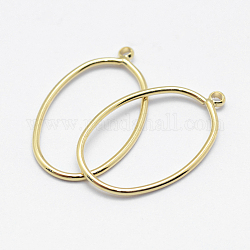 Brass Pendants, Long-Lasting Plated, Real Gold Plated, Nickel Free, Open Teardrop, Real 18K Gold Plated, 19.5x12x1mm, Hole: 1.5mm