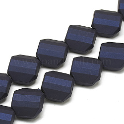 Rubberized Style Acrylic Beads Strands, Faceted, Rhombus, Midnight Blue, 21x21x10.5mm, Hole: 2mm
