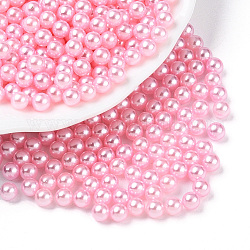 Perles acryliques de perles d'imitation, sans trou, ronde, rose, 4mm, environ 10000 pcs / sachet 