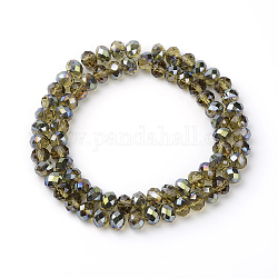 Electroplate Glass Beads Strands, Faceted Rondelle, Dark Goldenrod, 8x5mm, Hole: 1mm, about 72pcs/strand, 16.5 inch.