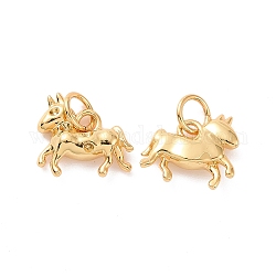 Unicorn Brass Pendant Rhinestone Settings, with Jump Rings, Cadmium Free & Nickel Free & Lead Free, Real 18K Gold Plated, 10.5x11.5x3mm, Hole: 3.4mm, Fit for 1mm rhinestone