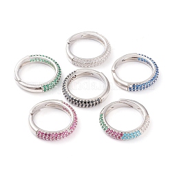 Verstellbare Messing-Micro pave Zirkonia Manschettenringe, offene Ringe, langlebig plattiert, Platin Farbe, Mischfarbe, Größe 5, 16 mm