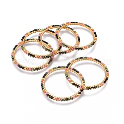 Миюки и тохо японский бисер ручной работы, с латунными кольцами, ткацкий узор, кольцо, золотые, красочный, 31x1.8 мм