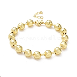 Bracelets à chaîne à billes en laiton plaqué en rack pour femmes, Plaqué longue durée, sans plomb et sans cadmium, véritable 18k plaqué or, 7-1/4 pouce (18.4 cm), perle: 8 mm