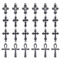Arricraft 4 sacs 4 pendentifs en alliage de zinc de style, croix, électrophorèse noir, 25~54x15.5~28x1.6~2.7mm, Trou: 1.6~2.5x1.6~3.2mm, 1 sac/style