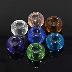 Mixed Color Handmade Rondelle Lampwork Large Hole European Beads, Size: about 14mm in diameter, 8.5mm thick, hole: 5mm