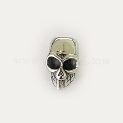 Crâne 304 billes d'acier inoxydable, Perles avec un grand trou   , argent antique, 15~17.5x10~11.5x11mm, Trou: 6mm