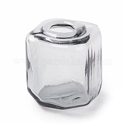 Botellas de vidrio soplado hechas a mano, para la fabricación de colgantes de viales de vidrio, cuadrado, gris, 16~16.5x14~15x14~14.5mm, agujero: 3.5~6 mm