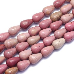 Chapelets de perles en rhodonite naturelle, goutte , 12x8mm, Trou: 1mm, Environ 32 pcs/chapelet, 15.35 pouce (39 cm)