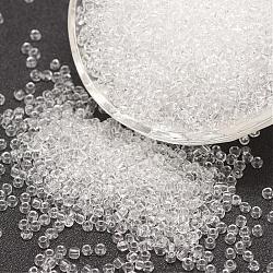15/0 perles de rocaille en verre, Grade a, ronde, couleurs transparentes, clair, 1.3~1.5mm, Trou: 0.5mm, environ 75000 pcs / livre