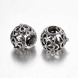 Metall Großlochperlen, Rondell, Großloch perlen, Antik Silber Farbe, 12x9 mm, Bohrung: 5 mm